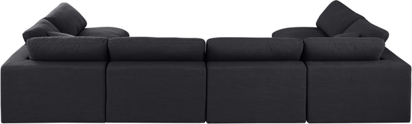 Comfy Black Linen Textured Fabric Modular Sectional 187Black-Sec6D Meridian Furniture