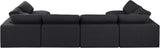 Comfy Black Linen Textured Fabric Modular Sectional 187Black-Sec6D Meridian Furniture