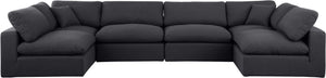 Comfy Black Linen Textured Fabric Modular Sectional 187Black-Sec6D Meridian Furniture