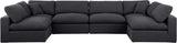 Comfy Black Linen Textured Fabric Modular Sectional 187Black-Sec6D Meridian Furniture