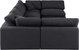 Comfy Black Linen Textured Fabric Modular Sectional 187Black-Sec6D Meridian Furniture