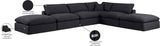 Comfy Black Linen Textured Fabric Modular Sectional 187Black-Sec6E Meridian Furniture