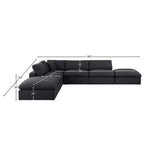 Comfy Black Linen Textured Fabric Modular Sectional 187Black-Sec6E Meridian Furniture