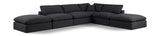 Comfy Black Linen Textured Fabric Modular Sectional 187Black-Sec6E Meridian Furniture