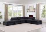 Comfy Black Linen Textured Fabric Modular Sectional 187Black-Sec6E Meridian Furniture