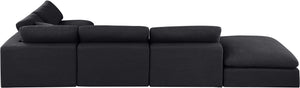 Comfy Black Linen Textured Fabric Modular Sectional 187Black-Sec6E Meridian Furniture