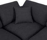 Comfy Black Linen Textured Fabric Modular Sectional 187Black-Sec6E Meridian Furniture