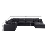 Comfy Black Linen Textured Fabric Modular Sectional 187Black-Sec7A Meridian Furniture