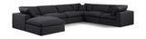 Comfy Black Linen Textured Fabric Modular Sectional 187Black-Sec7A Meridian Furniture