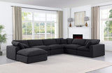 Comfy Black Linen Textured Fabric Modular Sectional 187Black-Sec7A Meridian Furniture
