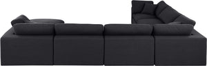 Comfy Black Linen Textured Fabric Modular Sectional 187Black-Sec7A Meridian Furniture