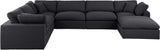 Comfy Black Linen Textured Fabric Modular Sectional 187Black-Sec7A Meridian Furniture