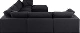 Comfy Black Linen Textured Fabric Modular Sectional 187Black-Sec7A Meridian Furniture