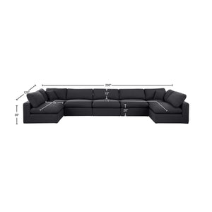 Comfy Black Linen Textured Fabric Modular Sectional 187Black-Sec7B Meridian Furniture