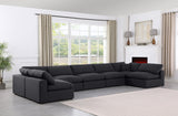 Comfy Black Linen Textured Fabric Modular Sectional 187Black-Sec7B Meridian Furniture