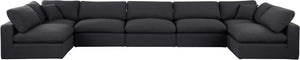 Comfy Black Linen Textured Fabric Modular Sectional 187Black-Sec7B Meridian Furniture
