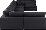 Comfy Black Linen Textured Fabric Modular Sectional 187Black-Sec7B Meridian Furniture