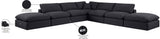 Comfy Black Linen Textured Fabric Modular Sectional 187Black-Sec7C Meridian Furniture