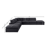 Comfy Black Linen Textured Fabric Modular Sectional 187Black-Sec7C Meridian Furniture