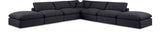 Comfy Black Linen Textured Fabric Modular Sectional 187Black-Sec7C Meridian Furniture