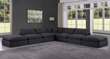 Comfy Black Linen Textured Fabric Modular Sectional 187Black-Sec7C Meridian Furniture