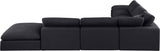 Comfy Black Linen Textured Fabric Modular Sectional 187Black-Sec7C Meridian Furniture