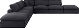 Comfy Black Linen Textured Fabric Modular Sectional 187Black-Sec7C Meridian Furniture