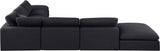 Comfy Black Linen Textured Fabric Modular Sectional 187Black-Sec7C Meridian Furniture