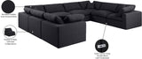 Comfy Black Linen Textured Fabric Modular Sectional 187Black-Sec8A Meridian Furniture