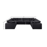 Comfy Black Linen Textured Fabric Modular Sectional 187Black-Sec8A Meridian Furniture