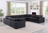 Comfy Black Linen Textured Fabric Modular Sectional 187Black-Sec8A Meridian Furniture