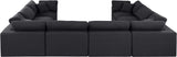 Comfy Black Linen Textured Fabric Modular Sectional 187Black-Sec8A Meridian Furniture