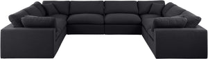 Comfy Black Linen Textured Fabric Modular Sectional 187Black-Sec8A Meridian Furniture