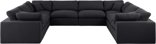 Comfy Black Linen Textured Fabric Modular Sectional 187Black-Sec8A Meridian Furniture