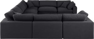 Comfy Black Linen Textured Fabric Modular Sectional 187Black-Sec8A Meridian Furniture