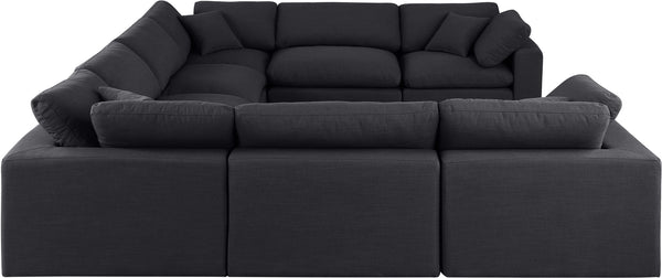 Comfy Black Linen Textured Fabric Modular Sectional 187Black-Sec8A Meridian Furniture