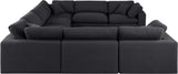 Comfy Black Linen Textured Fabric Modular Sectional 187Black-Sec8A Meridian Furniture