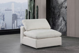 Comfy Cream Linen Textured Fabric Modular Armless Chair 187Cream-Armless Meridian Furniture