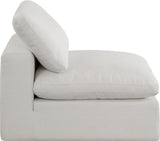 Comfy Cream Linen Textured Fabric Modular Armless Chair 187Cream-Armless Meridian Furniture