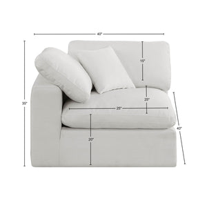 Comfy Cream Linen Textured Fabric Modular Corner Chair 187Cream-Corner Meridian Furniture