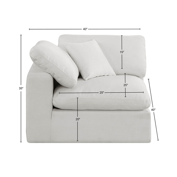 Comfy Cream Linen Textured Fabric Modular Corner Chair 187Cream-Corner Meridian Furniture