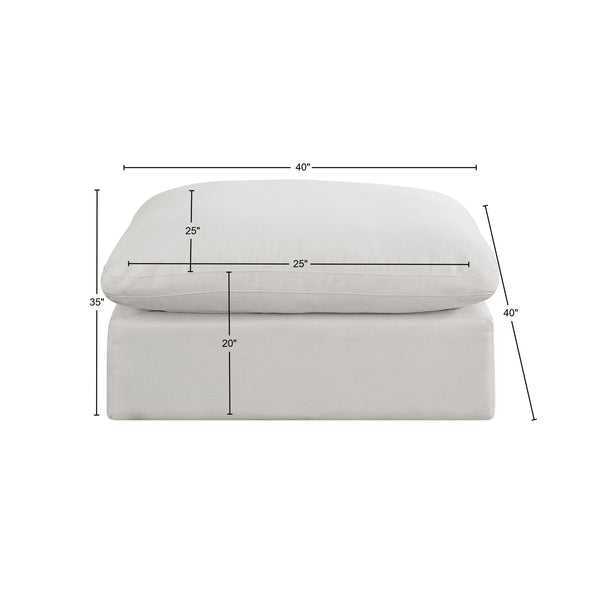 Comfy Cream Linen Textured Fabric Modular Ottoman 187Cream-Ott Meridian Furniture