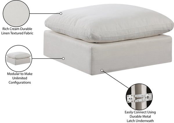 Comfy Cream Linen Textured Fabric Modular Ottoman 187Cream-Ott Meridian Furniture