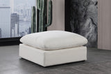 Comfy Cream Linen Textured Fabric Modular Ottoman 187Cream-Ott Meridian Furniture