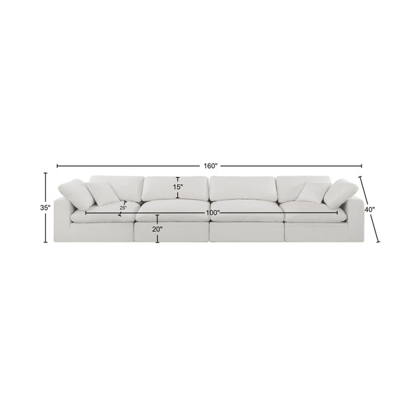 Comfy Cream Linen Textured Fabric Modular Sofa 187Cream-S158 Meridian Furniture