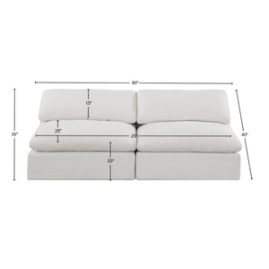 Comfy Cream Linen Textured Fabric Modular Sofa 187Cream-S78 Meridian Furniture