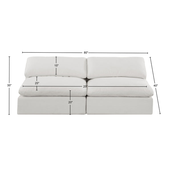 Comfy Cream Linen Textured Fabric Modular Sofa 187Cream-S78 Meridian Furniture