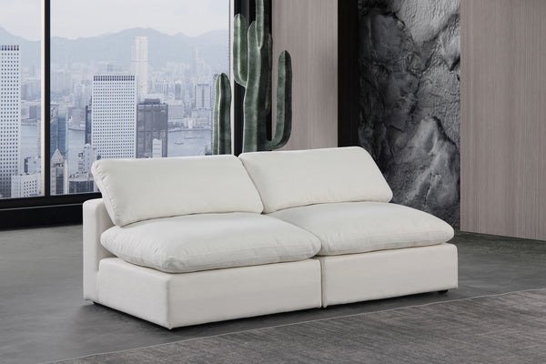 Comfy Cream Linen Textured Fabric Modular Sofa 187Cream-S78 Meridian Furniture