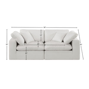 Comfy Cream Linen Textured Fabric Modular Sofa 187Cream-S80 Meridian Furniture