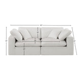 Comfy Cream Linen Textured Fabric Modular Sofa 187Cream-S80 Meridian Furniture